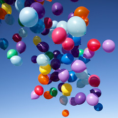 Colorful Balloons flying in the sky party