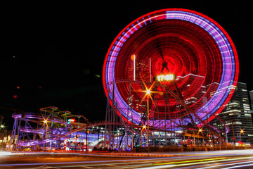 Ferris wheel at amusement park in Yokohama, Japan