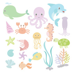 Cute under the sea with variation style and pastel colour