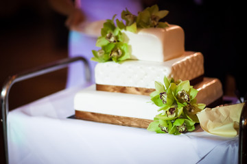 Delicious tasty wedding cake detail