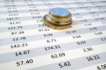 Coins on spreadsheet