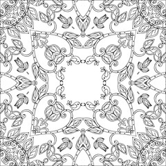 Fototapeta premium Sketch for adult antistress coloring page. Hand drawn doodle ornament. Vector illustration. Coloring your bandana.