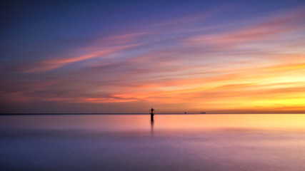Colors of sunrise on the beach of Sopot. Poland. Europe.