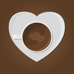 Cup of coffee with heart. Happy Valentine's day. Romantic date. Vector illustration