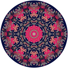 Decorative plate with beautiful ornament with mandala -2. Interior design. Vector illustration. Indian motives.