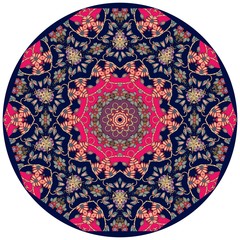 Decorative plate with beautiful ornament with mandala - 1. Interior design. Vector illustration. Indian motives.