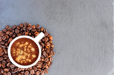 Background with a cup coffee. 