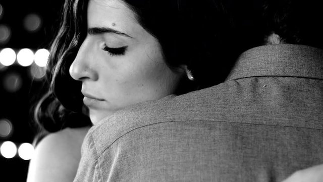 Gorgeous female model in love sad