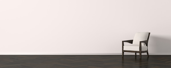 emty room with wooden armchair