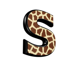 3d letter with giraffe fur texture