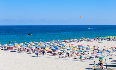 The Black Sea shore, blue clear water, beach of Resort Albena, Bulgaria