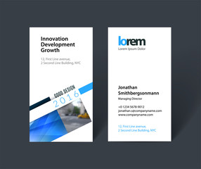 Fototapeta premium Vector business card template with rectangular diagonal for PR, 