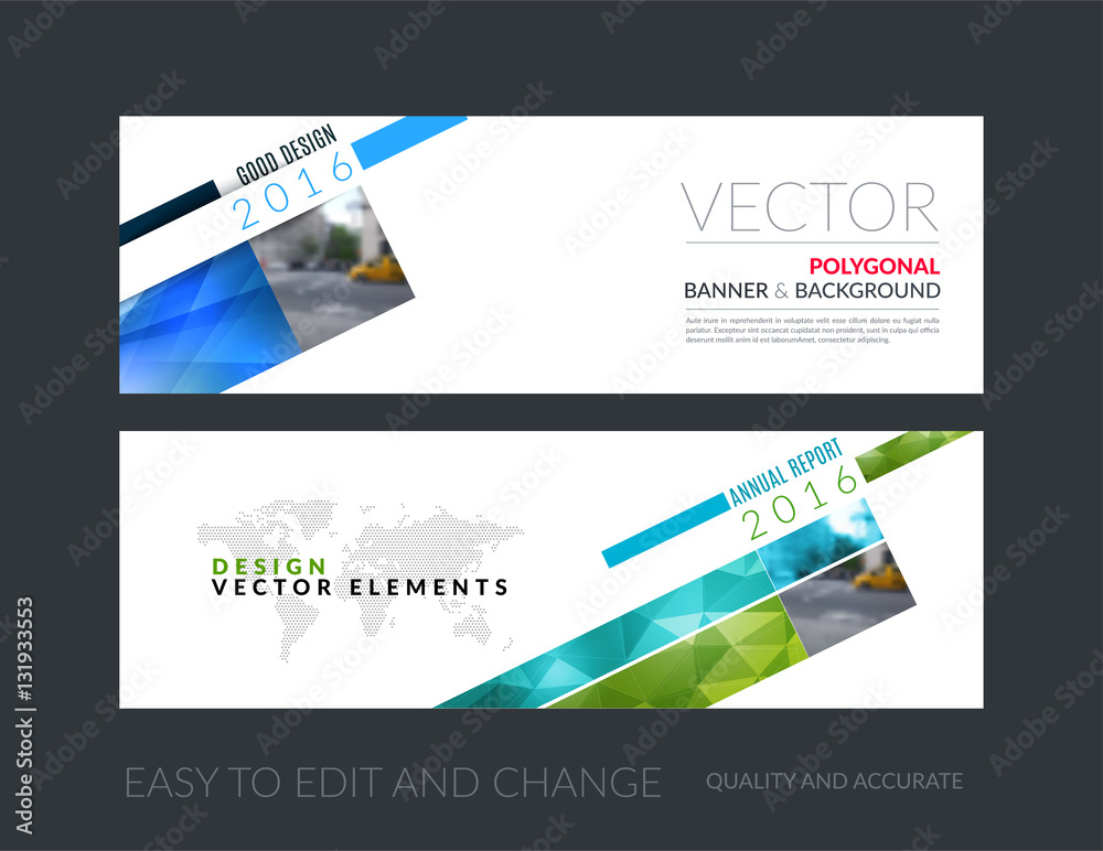 Wall mural vector set of modern horizontal website banners with rectangular