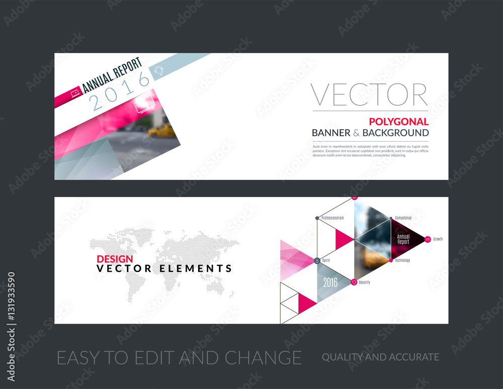 Wall mural vector set of modern horizontal website banners with rectangular