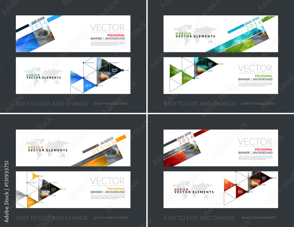 Wall mural vector set of modern horizontal website banners with rectangular