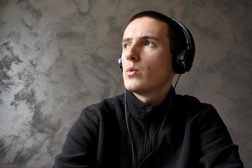 Young man listening to music