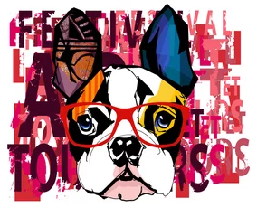 Peel and stick wall murals Best sellers Collections Portrait of french bulldog wearing sunglasses