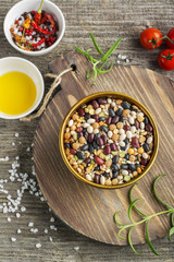 legumes on wood, closeup, background