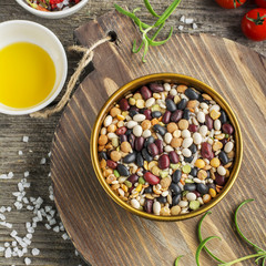 legumes on wood, closeup, background