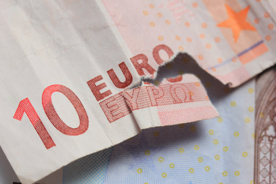 Torn euro note