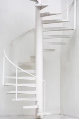 Papier Peint photo Lavable Escaliers White winder stair