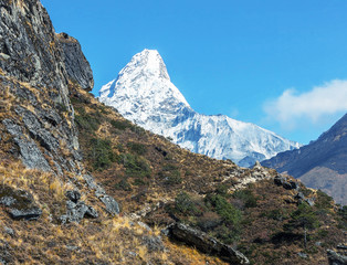 View of the Ama Dablam (6814 m) from South - Everest region, Nepal, Himalayas