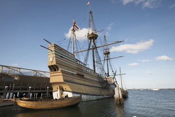 Fototapeta na wymiar Historic Mayflower Recreation, Massachusetts
