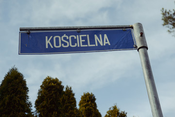 Winding road sign in the forest