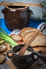 Homemade tasty lard.