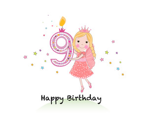 Happy ninth birthday candle