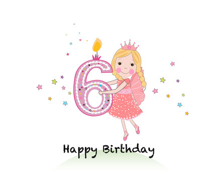 Happy sixth birthday candle