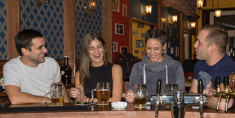 Friends having drinks in a bar