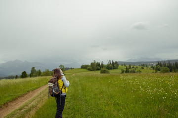 woman hiker hiking on trail