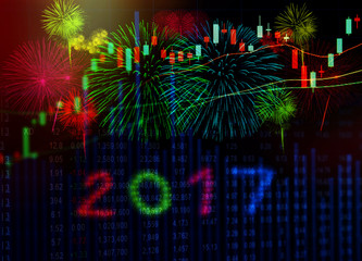 Stock market on display in 2017,Business crisis concept.Used for background.