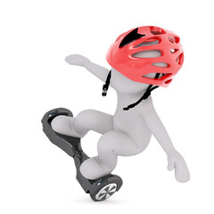 3D hover board man in red helmet