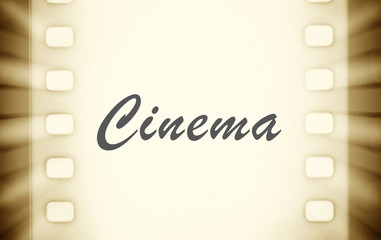 Cinema film strips and projector light rays.
