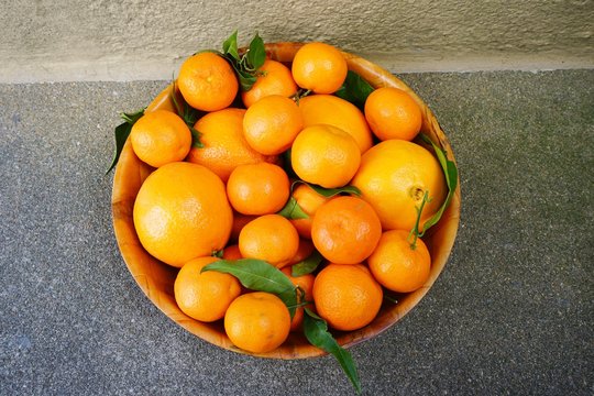 Basket of ripe clementine fruit