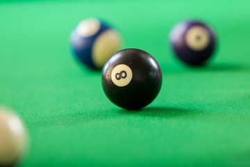 Snooker ball on billiard table