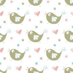 seamless bird pattern and background vector illustration