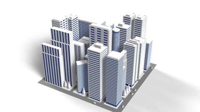 City On White Background.
Loop able 3DCG render Animation.