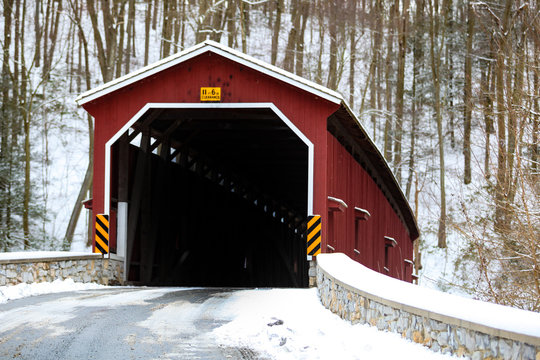 The Colemansville Covered Bridge In Winter