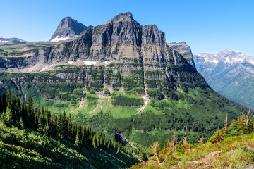 The Highline Trail in Glacier National Park in Montana, is long and steep, with spectacular views...
