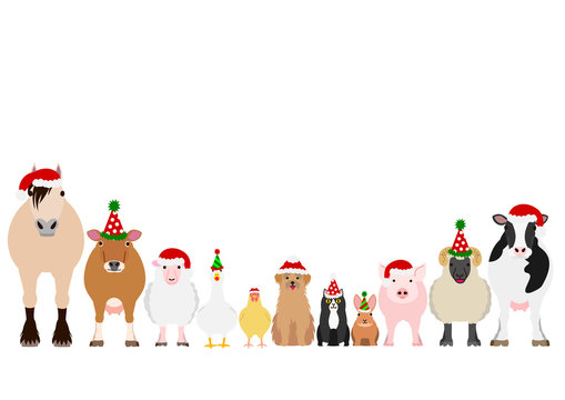Christmas farm animals border set