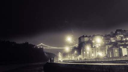 Fireworks Display Behind Clifton Suspension Bridge Bristol D