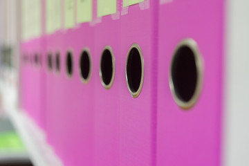 The input file papers pink Placed on cabinet documents