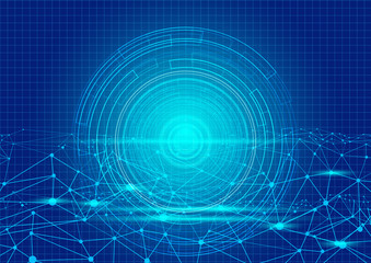 blue circle network vector