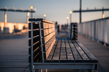 Benches on a pier at Coney Island