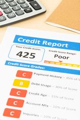 Poor credit score report with calculator