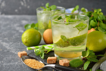 Fresh cocktail with mint and lime