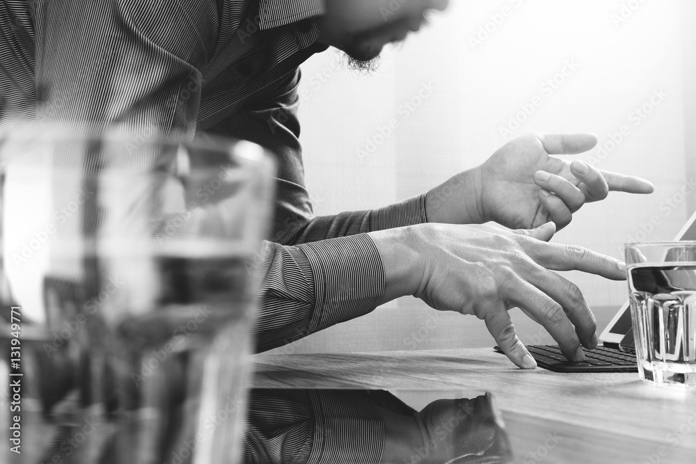 Aufkleber Website designer working digital tablet and computer laptop with